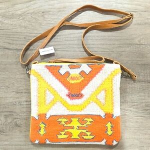 Handcrafted Orange and Yellow Patterned Crossbody Bag